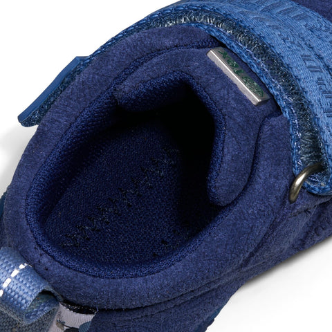 AFFENZAHN TEX Kinderschuh aus blauem Leder, mit LED-Leuchteffekt und lustigem Elefanten-Design für kleine Abenteurer