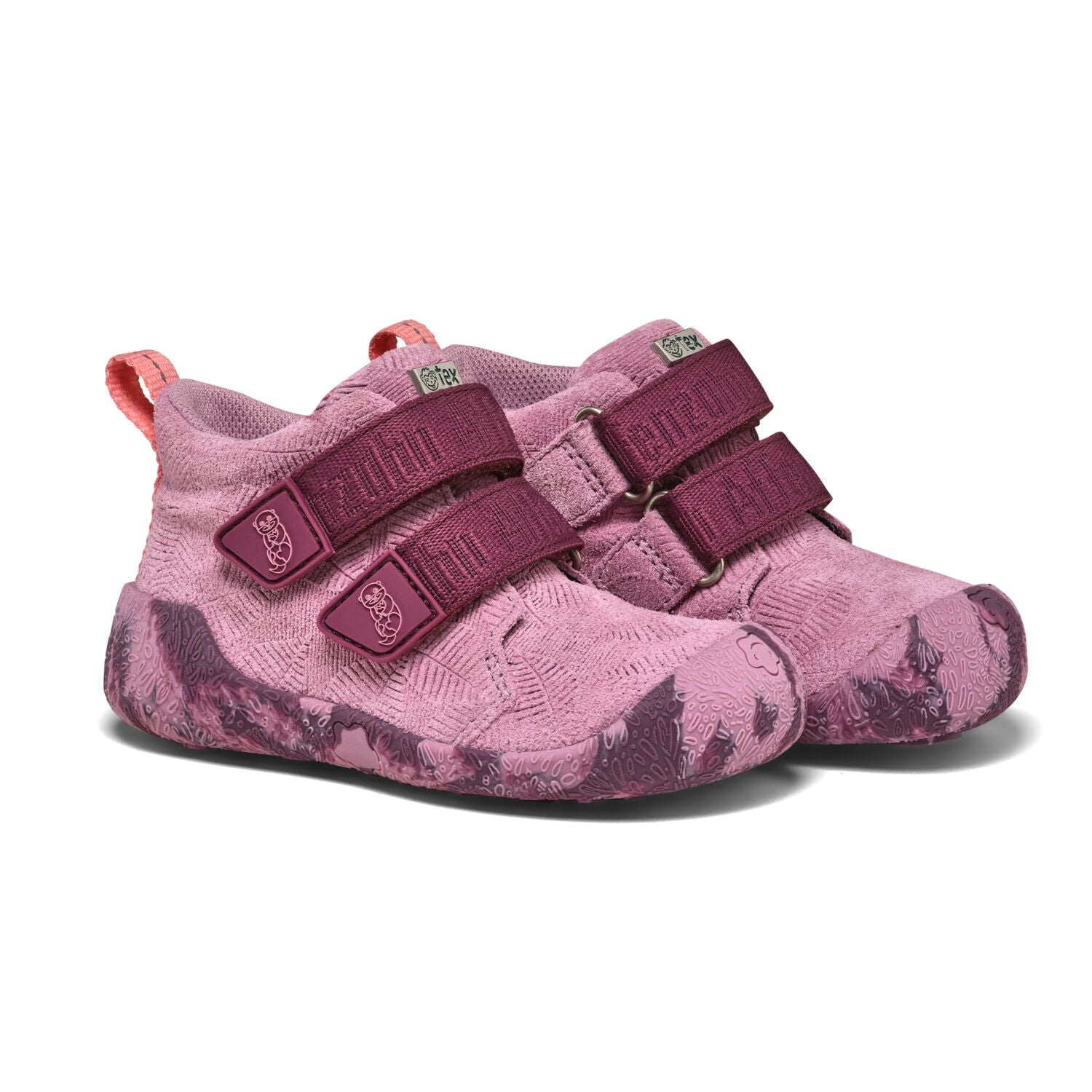 Affenzahn TEX Knöchelschuh aus pinkem Leder mit bunten Details