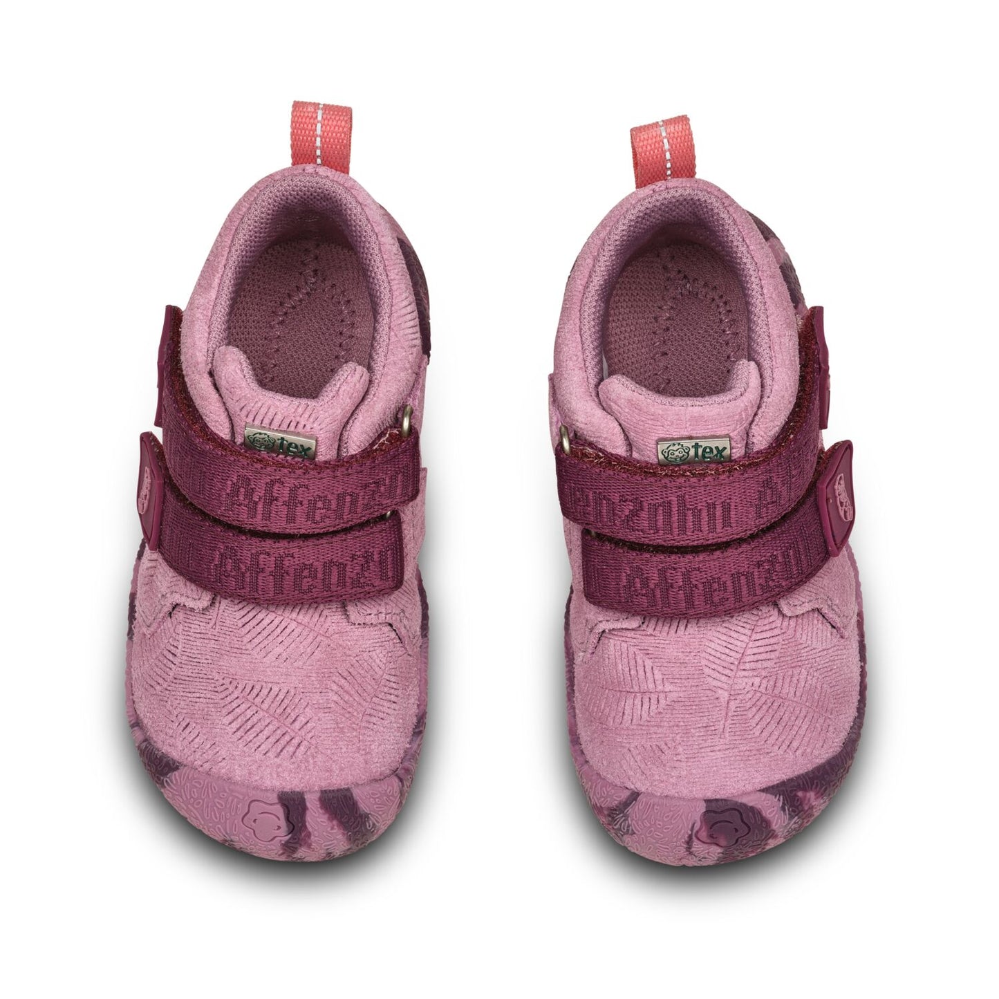 Lila Leder-Knöchelschuh von Affenzahn mit robusten Schnürsenkeln und süßem Talky Otter Design