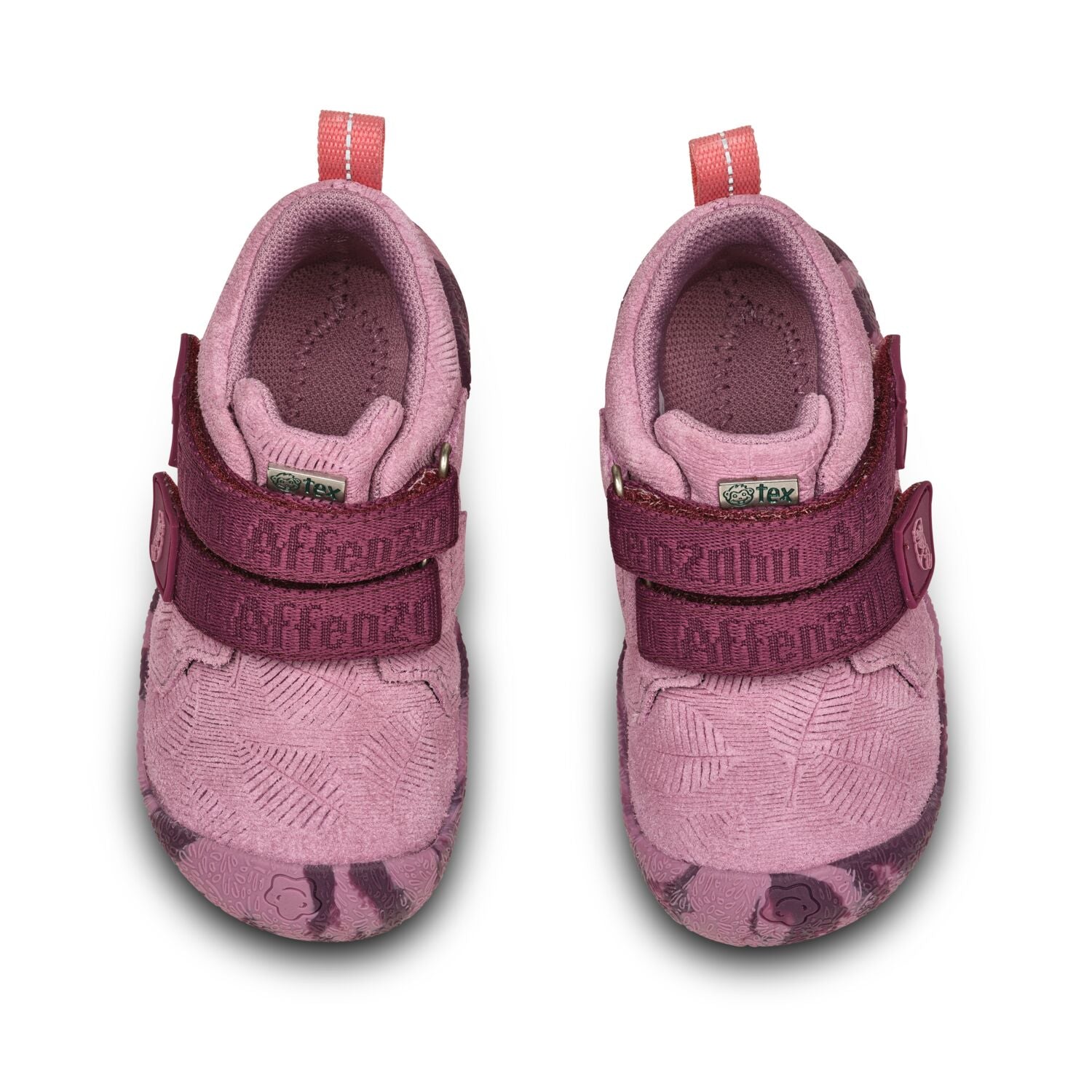 Lila Leder-Knöchelschuh von Affenzahn mit robusten Schnürsenkeln und süßem Talky Otter Design