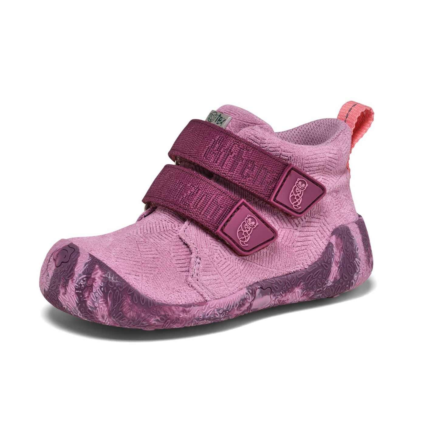 Kinder-Knöchelschuh aus Leder in Lila mit einzigartigen Details und praktischer Schnürung