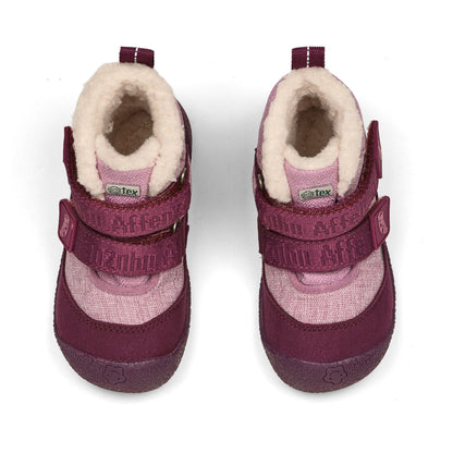 Vegane Stiefel AFFENZAHN TEX mit Otter-Motiv in beere und rosa, angenehm warm und stylish