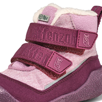 Snuggy Otter vegane Kinderstiefel in beere und rosa, mit rutschfester Sohle und bequemer Passform