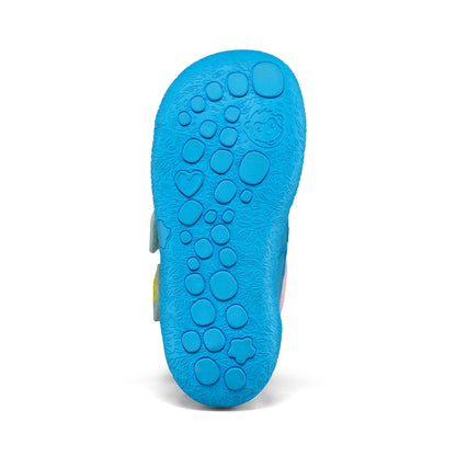 Bunte, vegane Kinderstiefel mit innovativem Design in Türkis, Rosa und Gelb, langlebig und umweltfreundlich