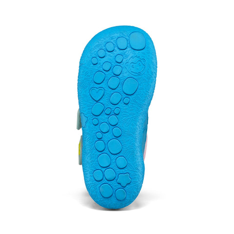 Bunte, vegane Kinderstiefel mit innovativem Design in Türkis, Rosa und Gelb, langlebig und umweltfreundlich