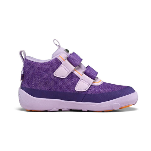 Seitenansicht des AFFENZAHN Schuhe KNIT HAPPY SCHMETTERLING in lila/flieder; violettes Obermaterial, Klettverschluss