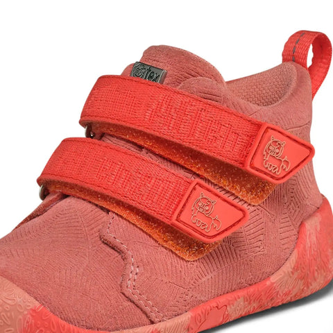 AFFENZAHN TEX Knöchelschuh TALKY PONY in Koralle; zwei Klettverschlüsse, rotes Obermaterial, strukturierte Gummisohle.