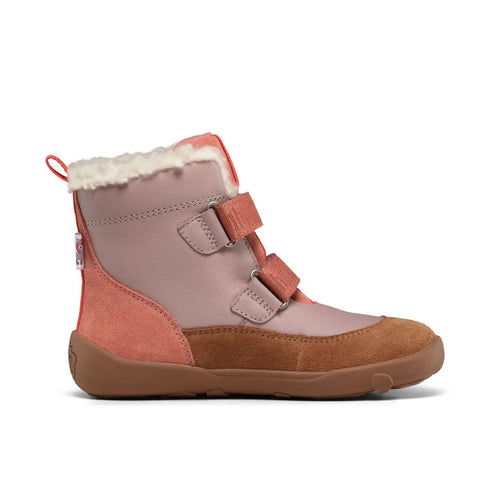 Schuhe AFFENZAHN TEX Stiefel Leder WINTY PONY in braun/pink/koralle, weiße Fellkante, braune Sohle