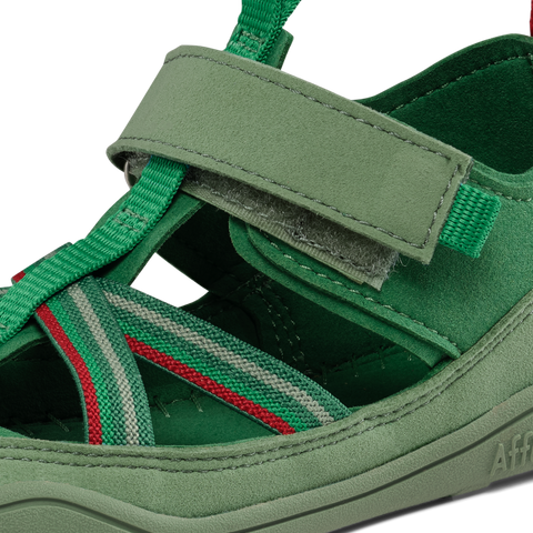 AFFENZAHN Barfuß Halbsandale VEGAN BREEZY FROSCH - grün / rot by AFFENZAHN