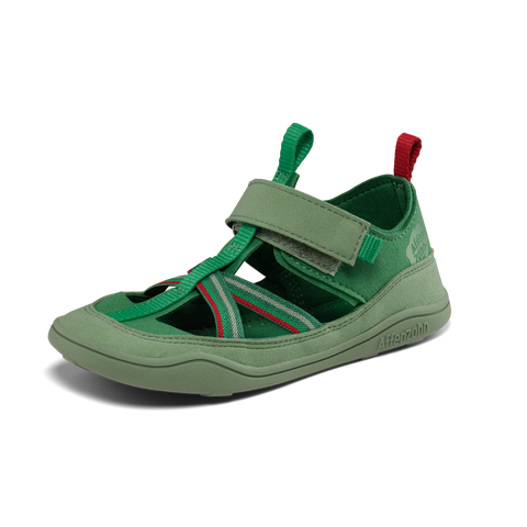 AFFENZAHN Barfuß Halbsandale VEGAN BREEZY FROSCH - grün / rot by AFFENZAHN
