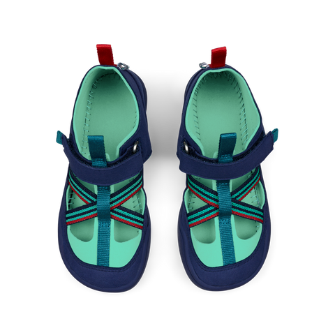 AFFENZAHN Barfuß Halbsandale VEGAN BREEZY OKTOPUS - navy / türkis by AFFENZAHN