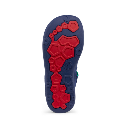 AFFENZAHN Barfuß Halbsandale VEGAN BREEZY OKTOPUS - navy / türkis by AFFENZAHN