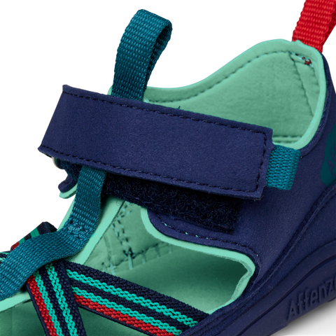 AFFENZAHN Barfuß Halbsandale VEGAN BREEZY OKTOPUS - navy / türkis by AFFENZAHN