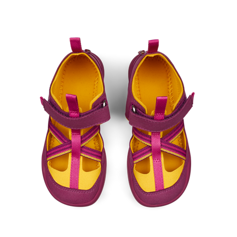 AFFENZAHN Barfuß Halbsandale VEGAN BREEZY VOGEL - beere / gelb by AFFENZAHN