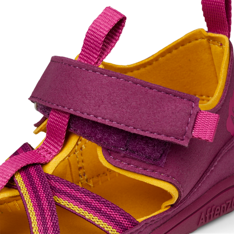 AFFENZAHN Barfuß Halbsandale VEGAN BREEZY VOGEL - beere / gelb by AFFENZAHN