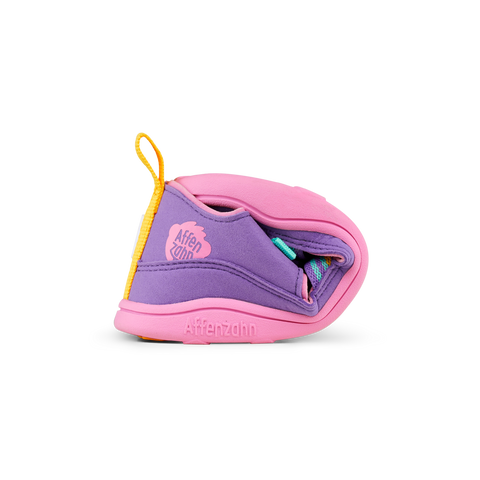 AFFENZAHN Barfuß Halbsandale VEGAN BREEZY KREATIV TUKAN - lila / pink / bunt by AFFENZAHN