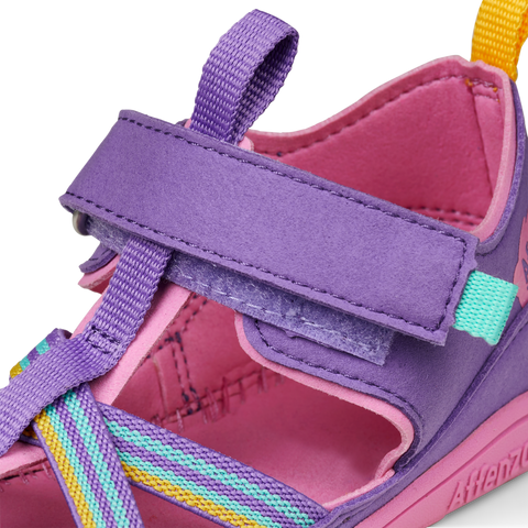 AFFENZAHN Barfuß Halbsandale VEGAN BREEZY KREATIV TUKAN - lila / pink / bunt by AFFENZAHN