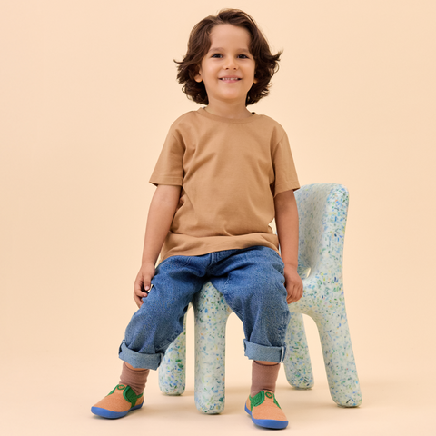 AFFENZAHN Hausschuh VEGAN DREAMY Paradiesvogel - camel / grün by AFFENZAHN