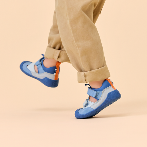 AFFENZAHN Barfuß Halbsandale Leder FREELY ELEFANT - blau / hellblau