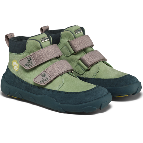 AFFENZAHN TEX Knöchelschuh Leder FRIENDY RAUPE Sneaker mintgrün/dunkelblau, 3 Klettverschlüsse
