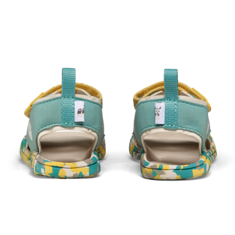 AFFENZAHN Barfuß Sandale VEGAN AIRY NASHORN - türkis / buttergelb by AFFENZAHN