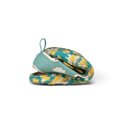 AFFENZAHN Barfuß Sandale VEGAN AIRY NASHORN - türkis / buttergelb by AFFENZAHN