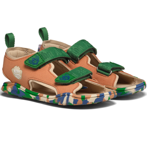 AFFENZAHN Barfuß Sandale VEGAN AIRY PARADIESEVOGEL - zimt / grün / blau by AFFENZAHN