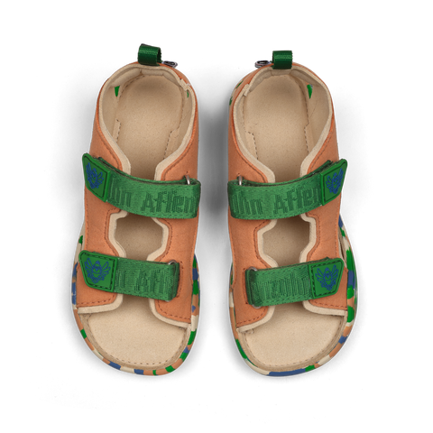 AFFENZAHN Barfuß Sandale VEGAN AIRY PARADIESEVOGEL - zimt / grün / blau by AFFENZAHN