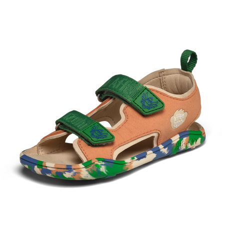 AFFENZAHN Barfuß Sandale VEGAN AIRY PARADIESEVOGEL - zimt / grün / blau by AFFENZAHN