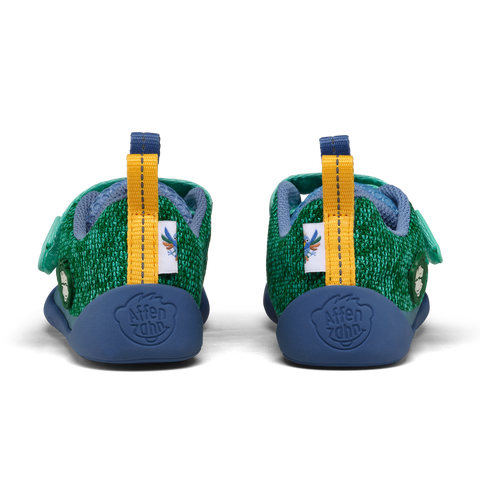 AFFENZAHN Barfuß Halbschuh KNIT HAPPY PARADIESVOGEL - blau / grün / türkis / gelb