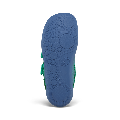 AFFENZAHN Barfuß Halbschuh KNIT HAPPY PARADIESVOGEL - blau / grün / türkis / gelb