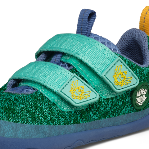AFFENZAHN Barfuß Halbschuh KNIT HAPPY PARADIESVOGEL - blau / grün / türkis / gelb