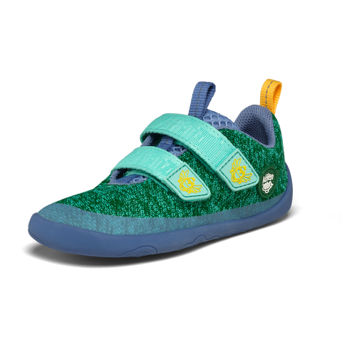 AFFENZAHN Barfuß Halbschuh KNIT HAPPY PARADIESVOGEL - blau / grün / türkis / gelb