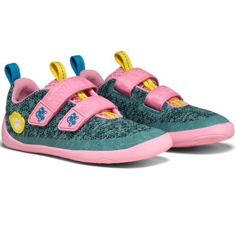 AFFENZAHN Barfuß Halbschuh KNIT HAPPY CHAMÄLEON - petrol / pink / gelb