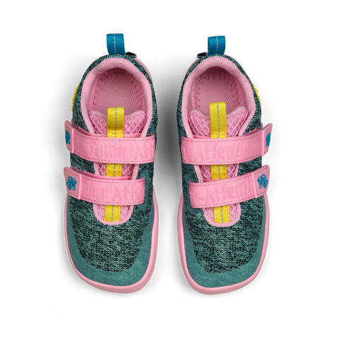 AFFENZAHN Barfuß Halbschuh KNIT HAPPY CHAMÄLEON - petrol / pink / gelb