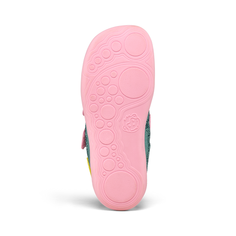 AFFENZAHN Barfuß Halbschuh KNIT HAPPY CHAMÄLEON - petrol / pink / gelb