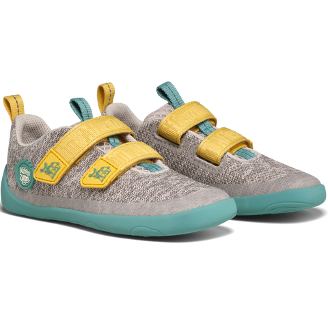 AFFENZAHN Barfuß Halbschuh KNIT HAPPY NASHORN - hellgrau / türkis / buttergelb