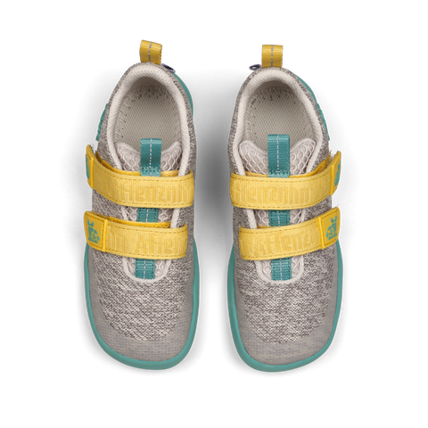 AFFENZAHN Barfuß Halbschuh KNIT HAPPY NASHORN - hellgrau / türkis / buttergelb