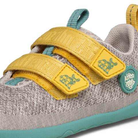 AFFENZAHN Barfuß Halbschuh KNIT HAPPY NASHORN - hellgrau / türkis / buttergelb