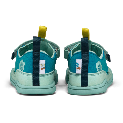 AFFENZAHN Barfuß Halbsandale VEGAN BREEZY CHAMÄLEON - türkis / gelb by AFFENZAHN