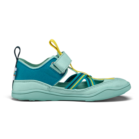 AFFENZAHN Barfuß Halbsandale VEGAN BREEZY CHAMÄLEON - türkis / gelb by AFFENZAHN