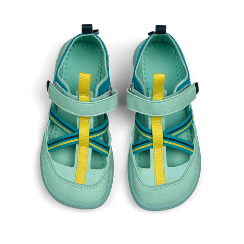 AFFENZAHN Barfuß Halbsandale VEGAN BREEZY CHAMÄLEON - türkis / gelb by AFFENZAHN