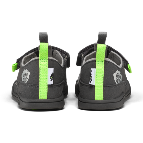 AFFENZAHN Barfuß Halbsandale VEGAN BREEZY PANTHER - anthrazit / grau / neongrün by AFFENZAHN