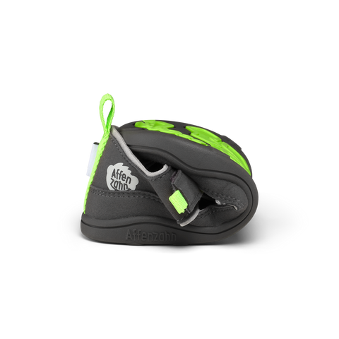 AFFENZAHN Barfuß Halbsandale VEGAN BREEZY PANTHER - anthrazit / grau / neongrün by AFFENZAHN
