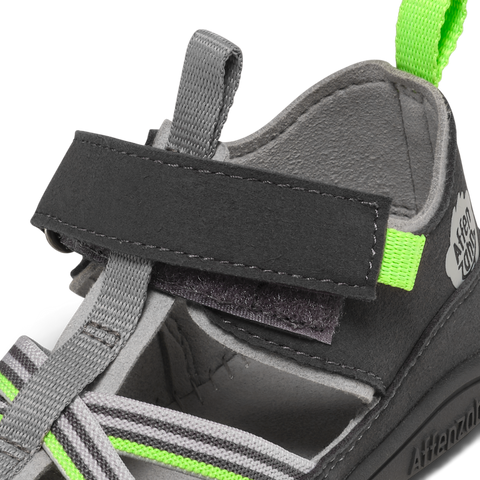 AFFENZAHN Barfuß Halbsandale VEGAN BREEZY PANTHER - anthrazit / grau / neongrün by AFFENZAHN