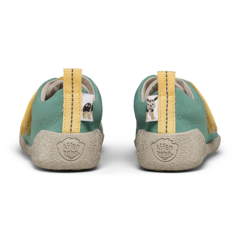 AFFENZAHN Barfuß Halbschuh SMALLY NASHORN - türkis / grau / buttergelb by AFFENZAHN