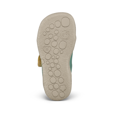 AFFENZAHN Barfuß Halbschuh SMALLY NASHORN - türkis / grau / buttergelb by AFFENZAHN