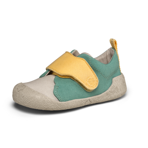 AFFENZAHN Barfuß Halbschuh SMALLY NASHORN - türkis / grau / buttergelb by AFFENZAHN