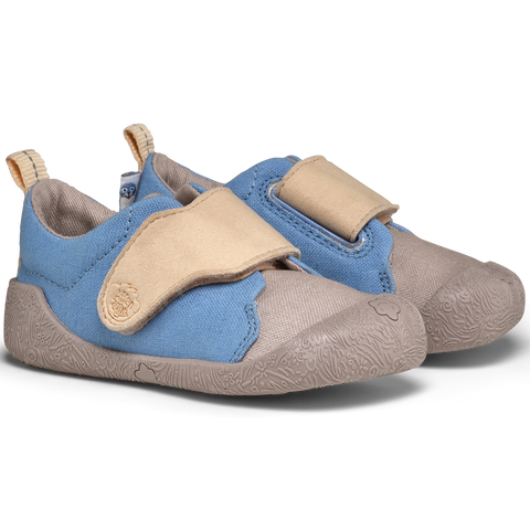 AFFENZAHN Barfuß Halbschuh SMALLY ROBBE - blau / grau / beige