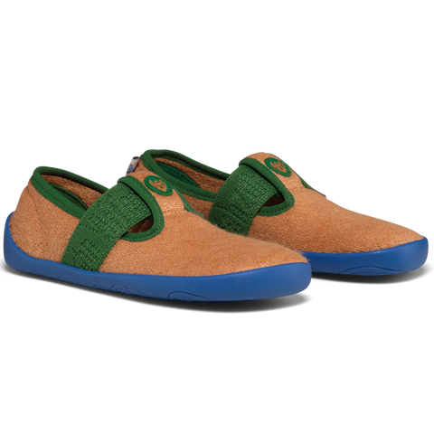 AFFENZAHN Hausschuh VEGAN DREAMY Paradiesvogel - camel / grün